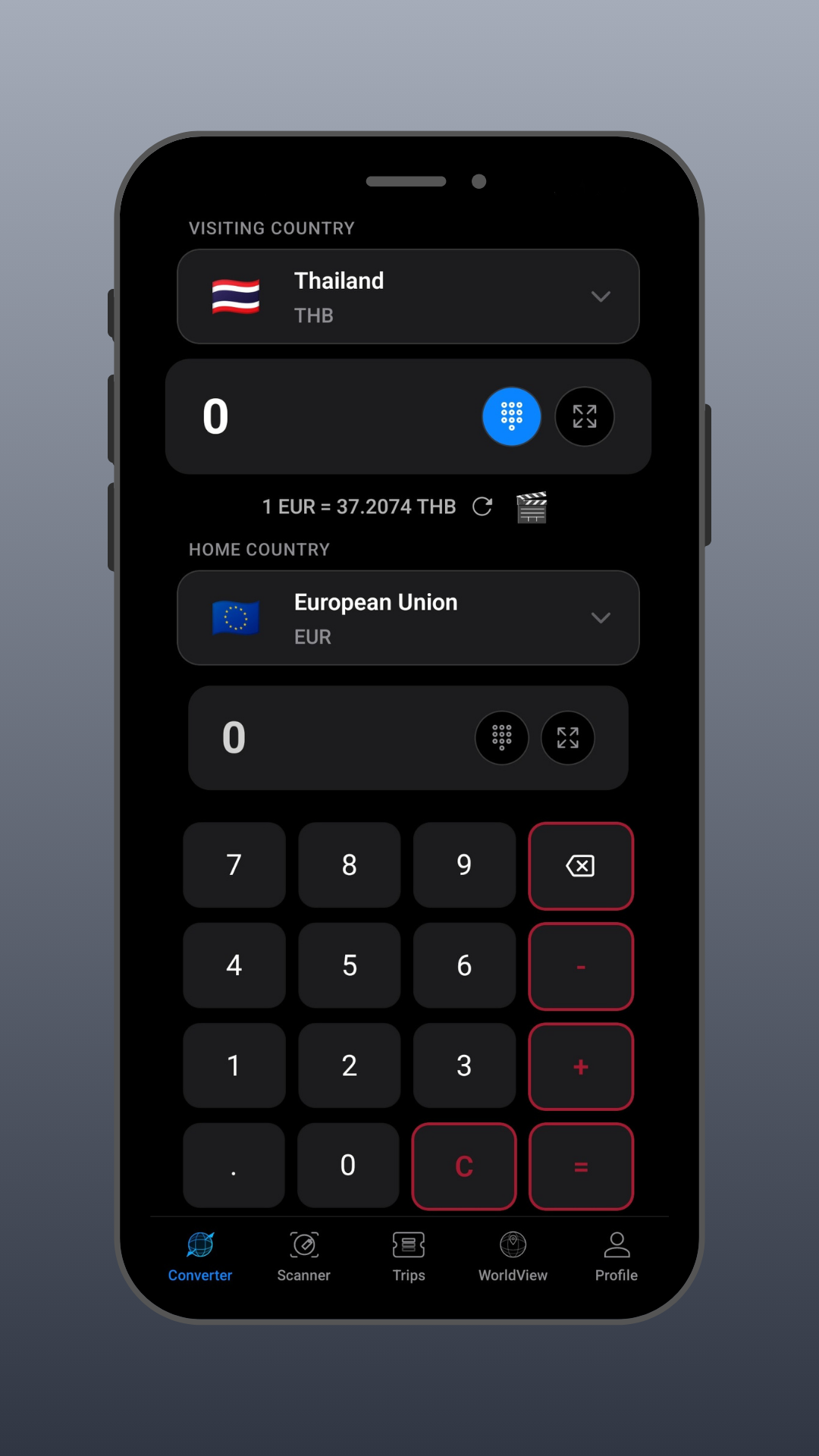 Currency converter screen